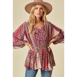 BNWT Andree by Unit Printed Patchwork Top Size S